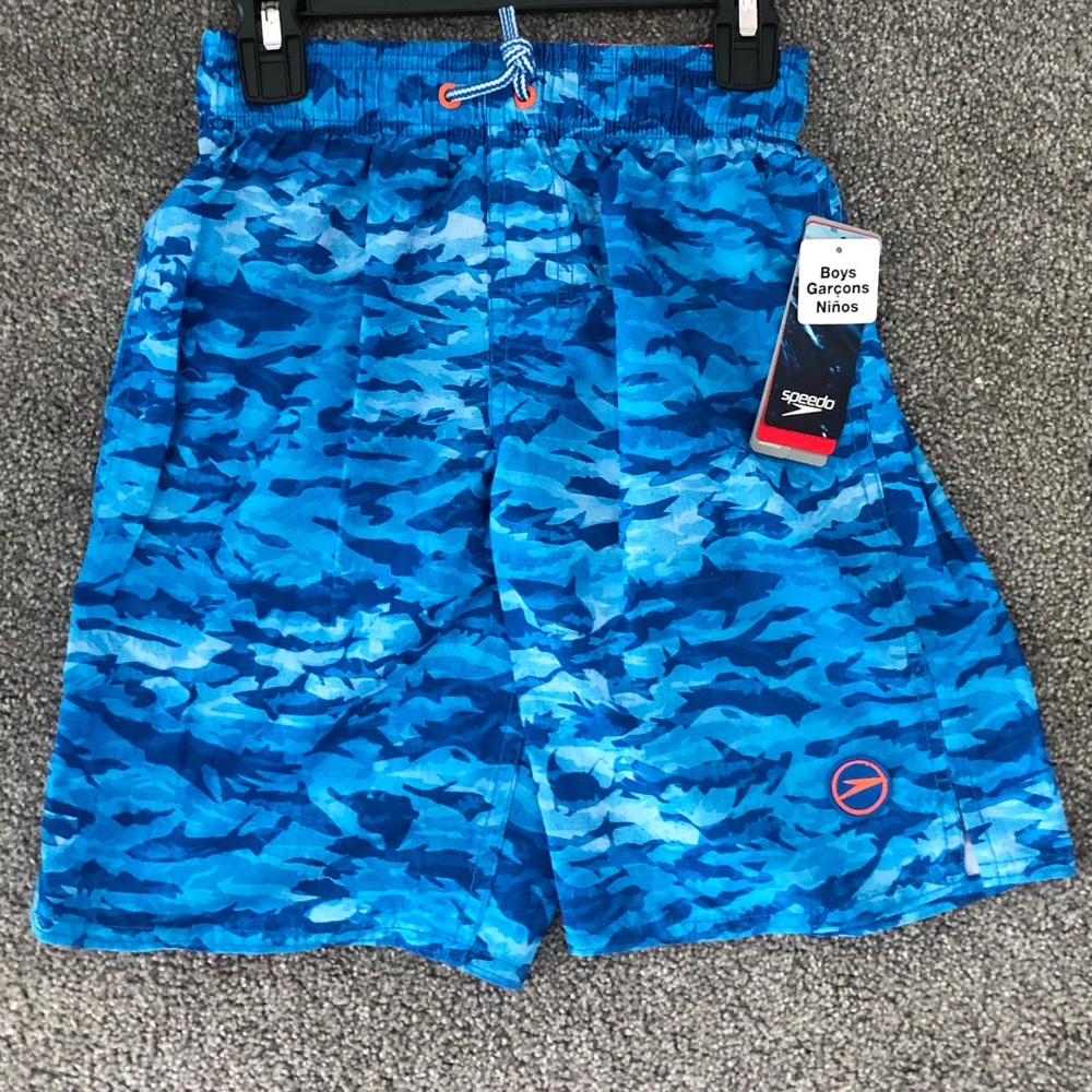Boys Speedo Blue Shark Swim Trunks S and L